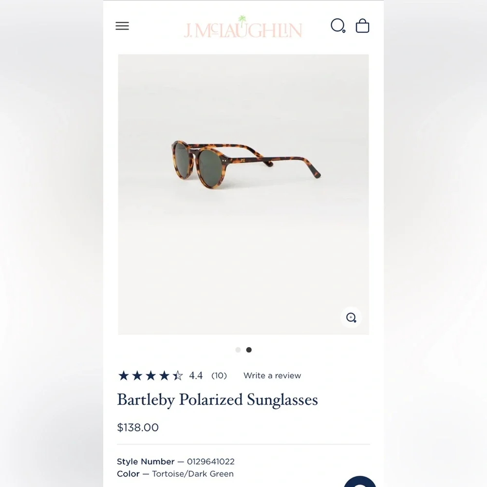 J McLaughlin Bartleby Tortoiseshell Round Women's Sunglasses with Green Lens - Picture 4 of 5